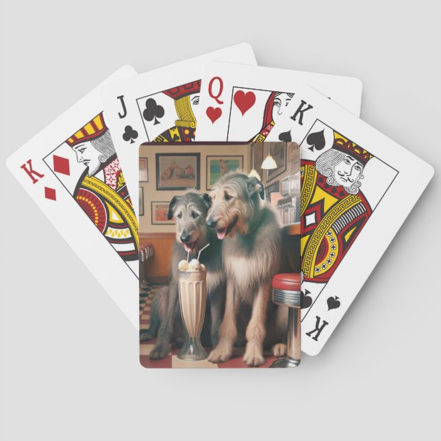 Irish Wolfhounds mit Eiscreme-Soda Spielkarten (Rückseite)