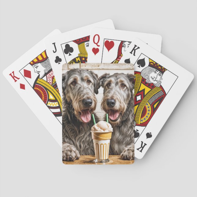 Irish Wolfhounds mit Eiscreme-Soda Spielkarten (Rückseite)