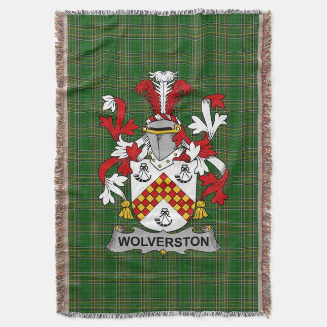 Irish Wolverston Coat of Arms Familienwappen Irlan Decke (Vorderseite Vertikal)