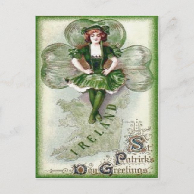 Irish Woman Ireland Kleeblatt Riverdance Postkarte (Vorderseite)