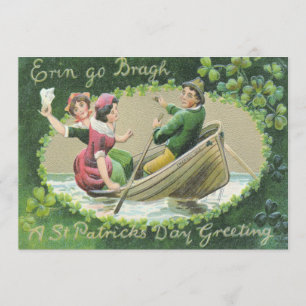 Irish Woman Man Rowboat Kleeblatt Einladung