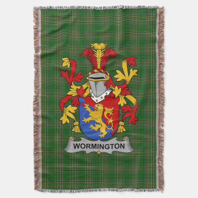Irish Wormington Coat of Arms Familienwappen Irlan Decke (Vorderseite Vertikal)