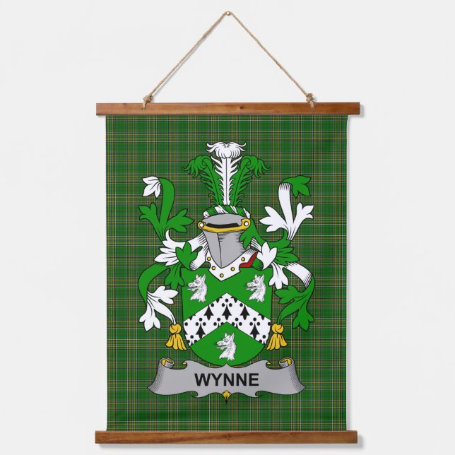 Irish Wynne Coat of Arms Family Crest Wandteppich Mit Holzrahmen (Vorderseite)