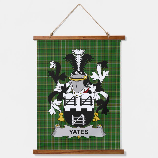 Irish Yeates Coat of Arms Family Crest Wandteppich Mit Holzrahmen (Vorderseite)