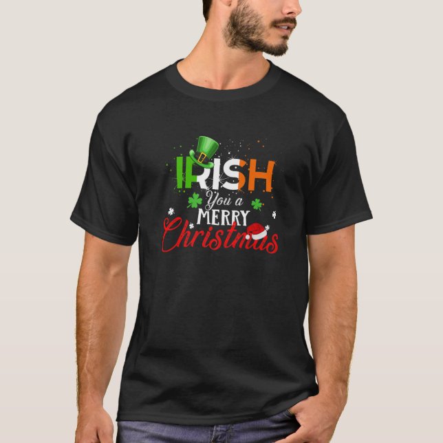 Irish You A FroChristmas Funny Irland Flag Xma T-Shirt (Vorderseite)