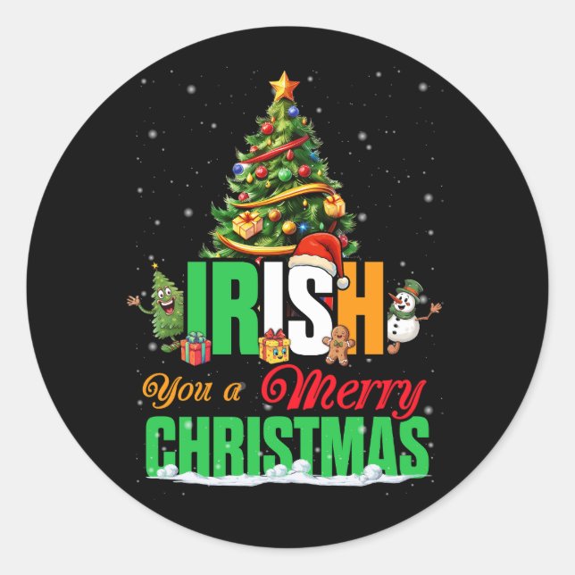 Irish You A FroChristmas Santa Irish Flag Chris Runder Aufkleber (Vorderseite)
