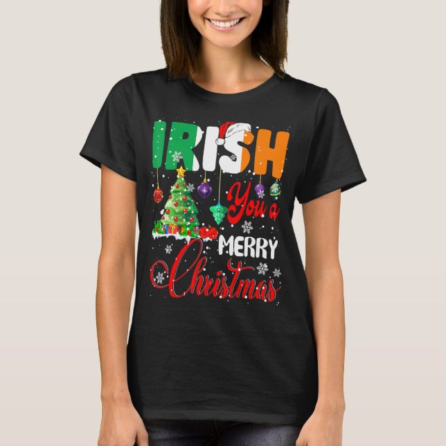 Irish You A FroChristmas Santa Irish Flag Chris T-Shirt (Vorderseite)