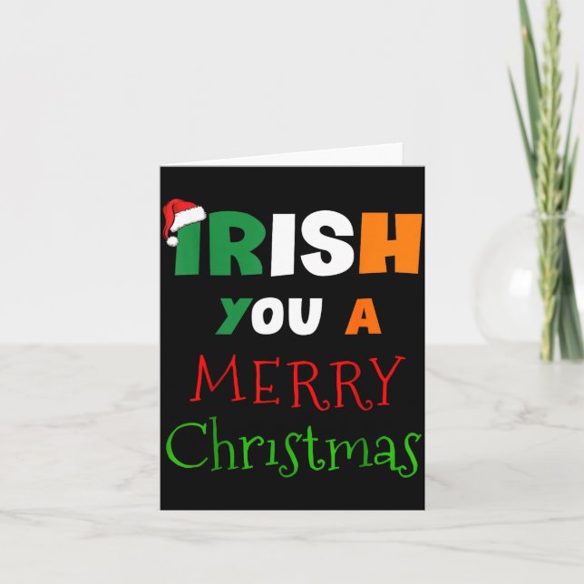 Irish You A Merry Christmas Ireland Flag Xmas Hat  Karte (Vorderseite)