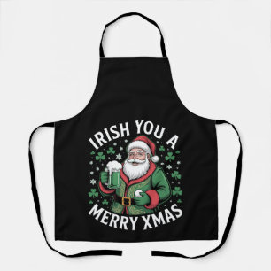 Irish You Ein Frohes Xmas Santa Bier Shamrock Feri Schürze