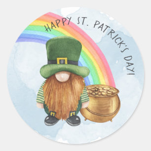 Irishcher Gnom Topf mit Gold St. Patrick's Day ind Runder Aufkleber