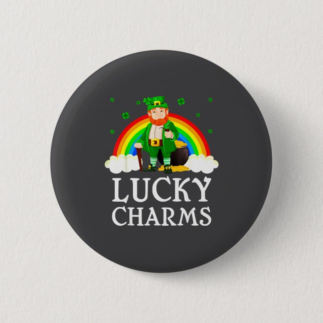Irishcher Shamrock Kobold St. Patrick's Day Glücks Button (Vorderseite)