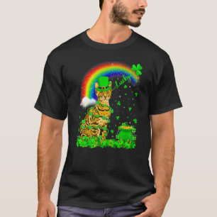 Irishcher Shamrock Regenbogen Glück Bengal Katze S T-Shirt
