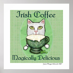 Irishcoffee-Katzen-St Patrick Tageskunst-Druck Poster