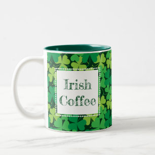 Irishcoffee-Kleeblatt-Druck-Tasse Zweifarbige Tasse