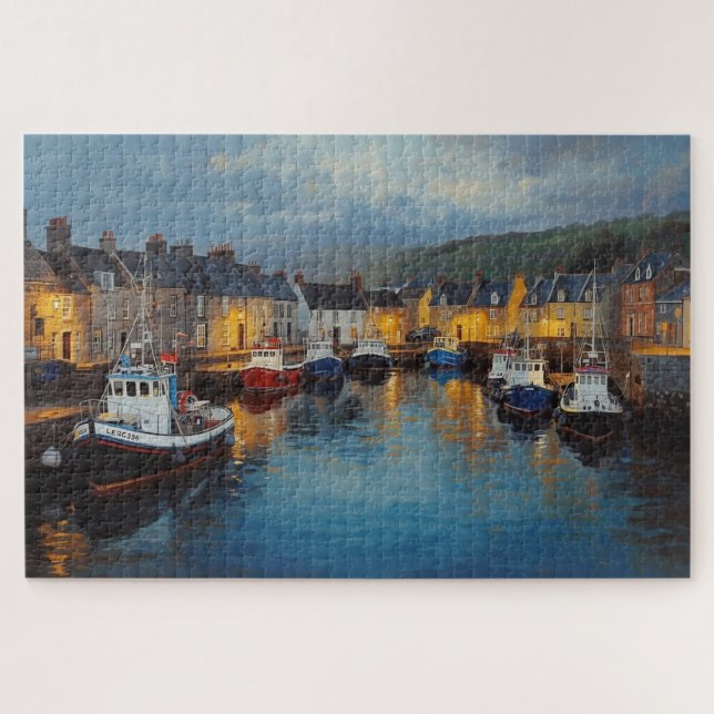 Irishisches Küstenhafenstadt-Puzzle Puzzle (Horizontal)