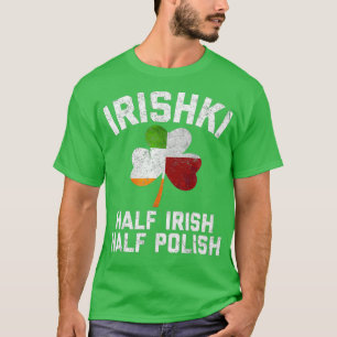 IRISHKI Halbirische Halb-Polnische Kleeblatt-Flagg T-Shirt