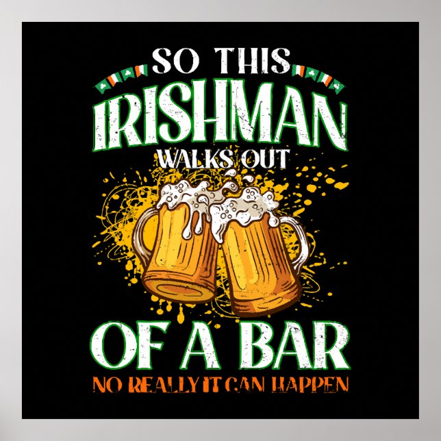 Irishman Drinking Beer St. Patrick's Day Poster (Vorne)