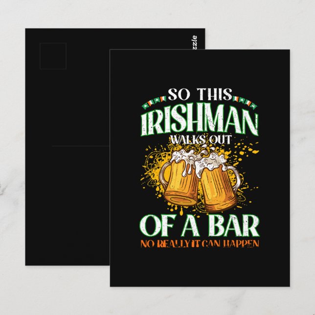 Irishman Drinking Beer St. Patrick's Day Postkarte (Vorne/Hinten)