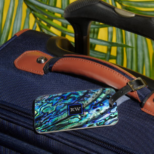Irisierende Abalone-Schalen-Monogramm Gepäckanhänger