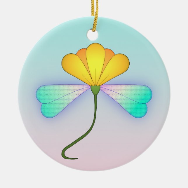 Irisierende Blume des Drachen Keramik Ornament (Vorne)