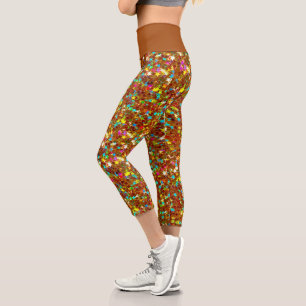 Irisierende Copper-Star-Glitzer Capri Leggings