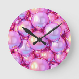 Irisierende Cyber-Blasen Y2K-Uhr Runde Wanduhr