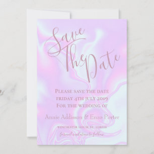Irisierende Einhornhaut-Imitate holografische Text Save The Date