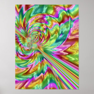 Irisierende Flüssigkeitswelle psychedelische Frakt Poster