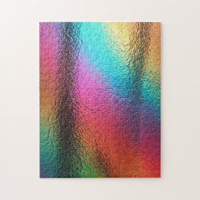 Irisierende gewellte Regenbogen-Glastextur Puzzle (Vertikal)