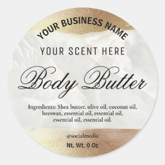 Irisierende Gold Border Marmor Body Butter Labels Runder Aufkleber