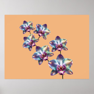 Irisierende holografische Orchideenblüten Poster