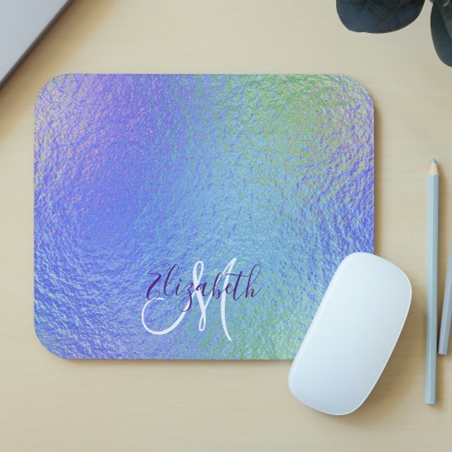 Irisierende Hübsche Personalisierte Monogramm Mousepad (Von Creator hochgeladen)