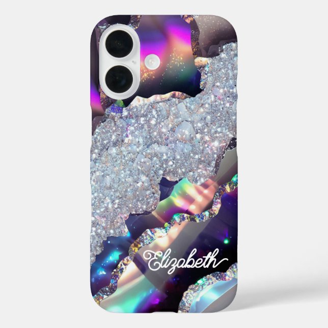 Irisierende Imitate Glitzer Holographic Agate Case-Mate iPhone Hülle (Rückseite)