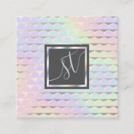 Irisierende Imitate Holografisches Muster Monogram Quadratische Visitenkarte