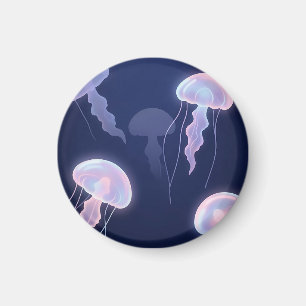 Irisierende leuchtende Quallen tiefblau rosa  Magnet