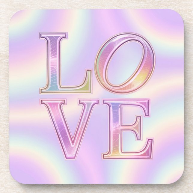 Irisierende LIEBE Pink Lavender Untersetzer Set (Vorderseite)
