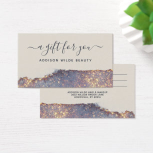 Irisierende Lila Gold Glam Glitter Geschenkkarte