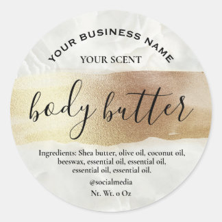 Irisierende Metallic Gold Marmor Body Butter Label Runder Aufkleber