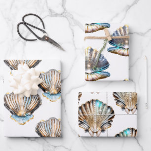 Irisierende Muscheln Muschel nahtlos Muster Strand Geschenkpapier Set