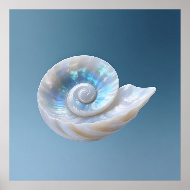 Irisierende Nautilus-Schneckenspirale Poster (Vorne)
