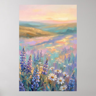 Irisierende Pastell-Blumenkunst Poster