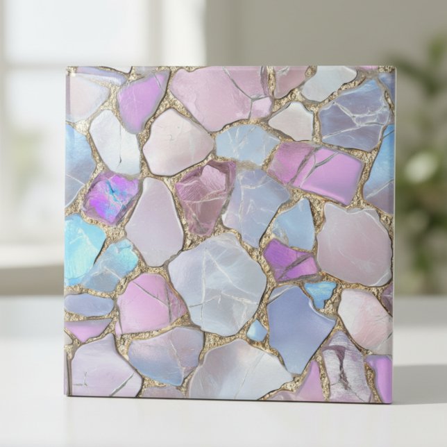 Irisierende Pastell-Edelstein-Gold-Mosaik Fliese (Von Creator hochgeladen)