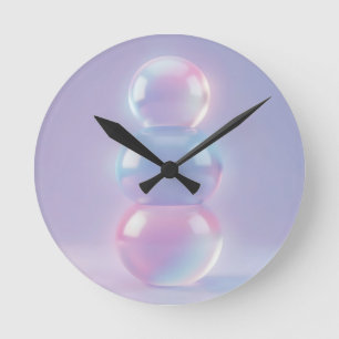 Irisierende Pastell-geschichtete Kugeln Träumerisc Runde Wanduhr