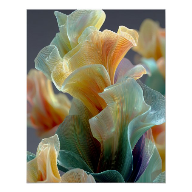 Irisierende Pastell-Regenbogen-Glas-Blütenblätter  Poster (Vorderseite)