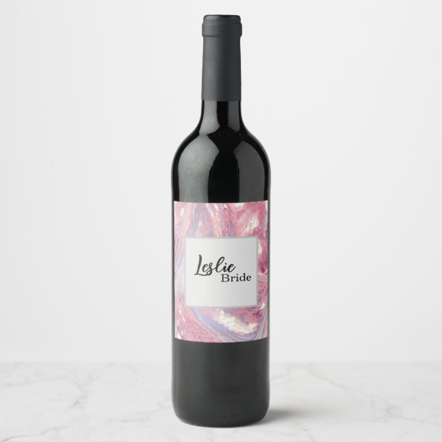 Irisierende rosa und violette Pailletten Weinetikett (Vorderseite)