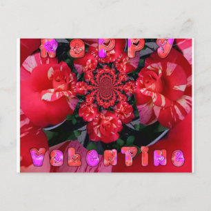 Irisierende rote Rosen "Happy Valentine" Kunstdruc Postkarte
