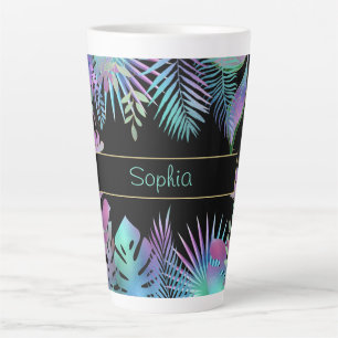 Irisierende tropische Blätter, Aquamariner Name, s Milchtasse