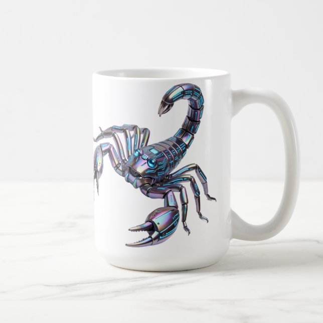 Irisierender Cyber Skorpion Mechanische Kunst Kaffeetasse (Rechts)