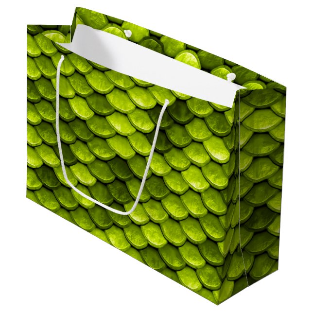 Irisierender grüner Glitzer Meerjungfische Große Geschenktüte (Vorderseite Schrägansicht)