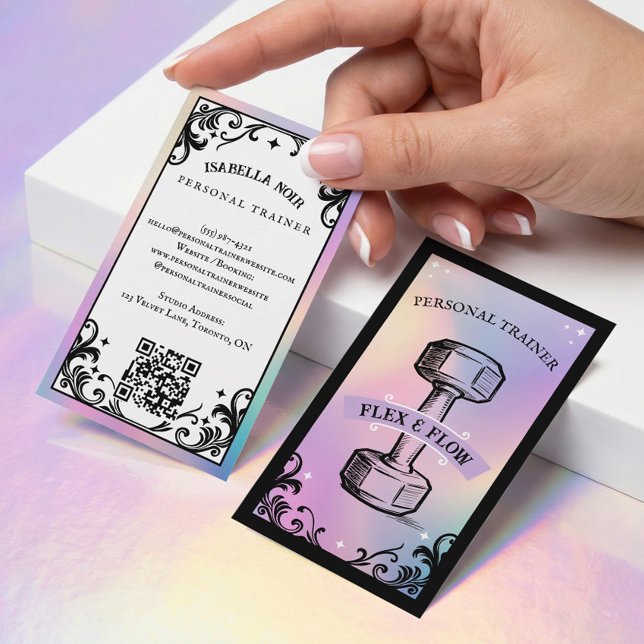 Irisierender Holografischer Persönlicher Fitness-T Visitenkarte (Iridescent Holographic Personal Trainer Fitness Business Card)